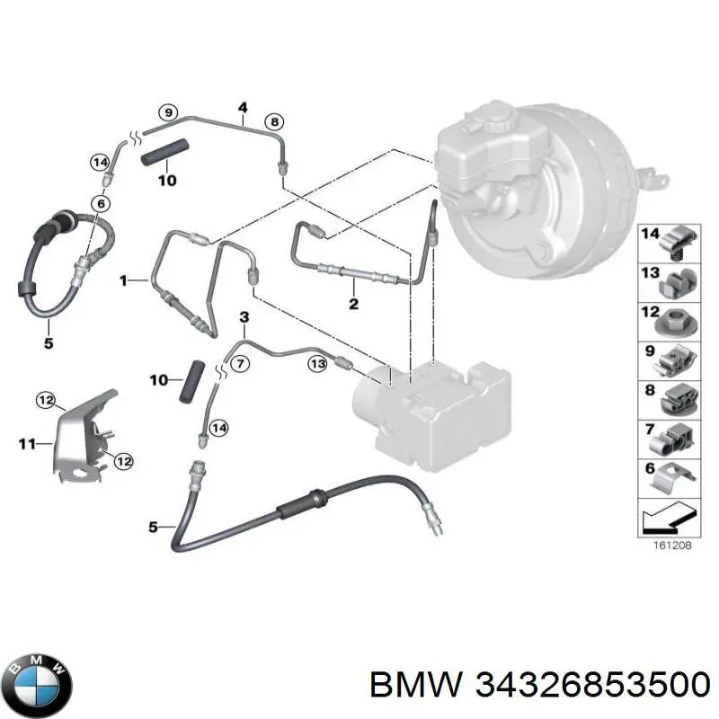 34326853500 BMW Mangueira do freio traseira direita