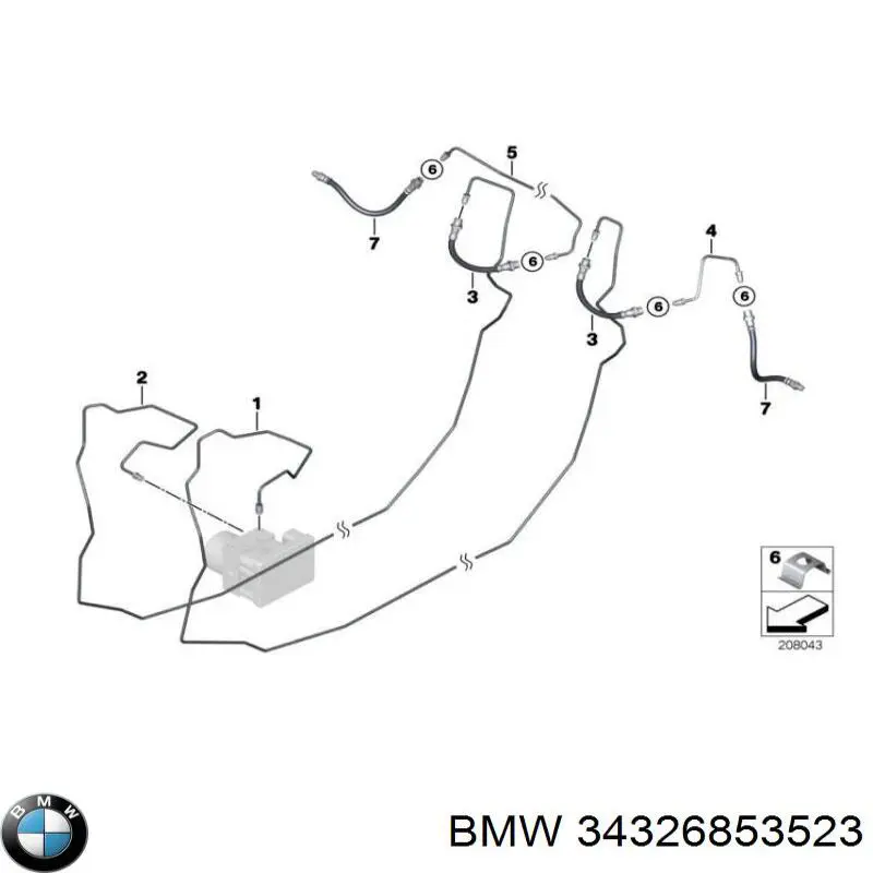 Compre 34326853523 BMW Mangueira do freio traseira esquerda