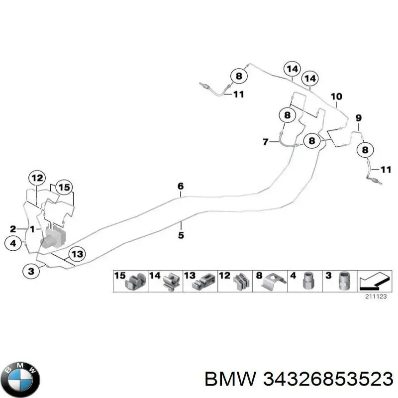 34326853523 BMW Mangueira do freio traseira esquerda