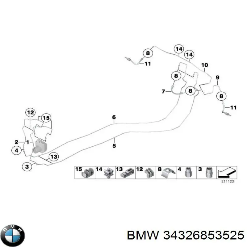34326853525 BMW Mangueira do freio traseira direita