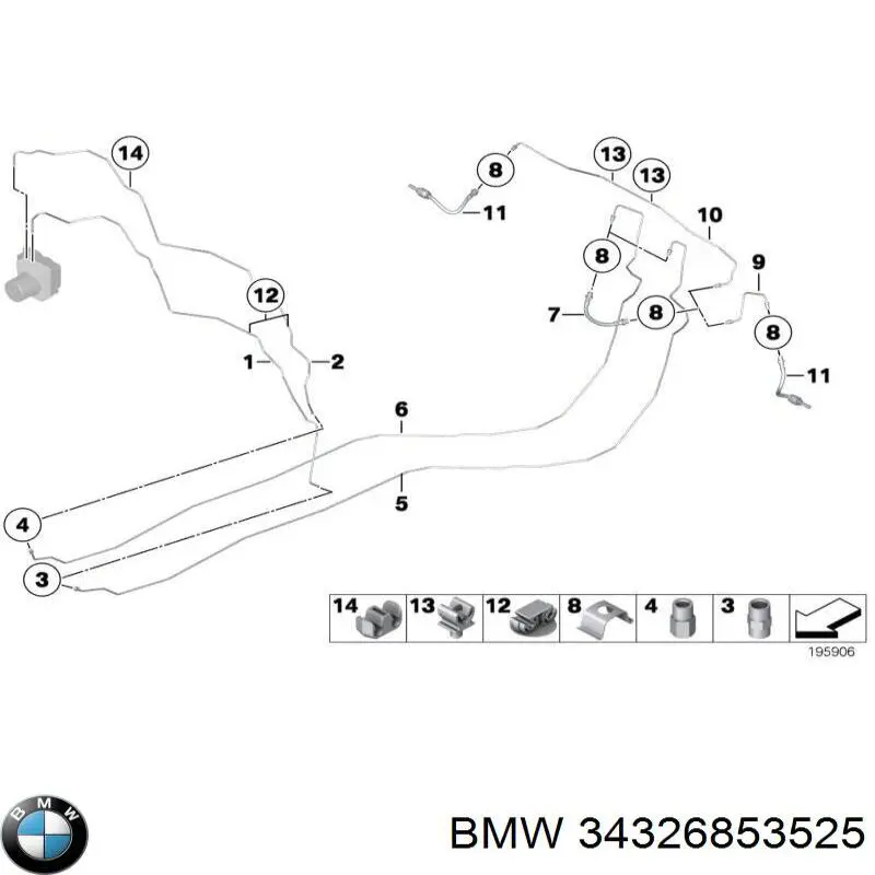 Mangueira do freio traseira direita BMW 34326853525 preço, a partir de 37,60 USD