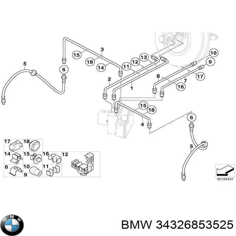 Compre 34326853525 BMW Mangueira do freio traseira direita