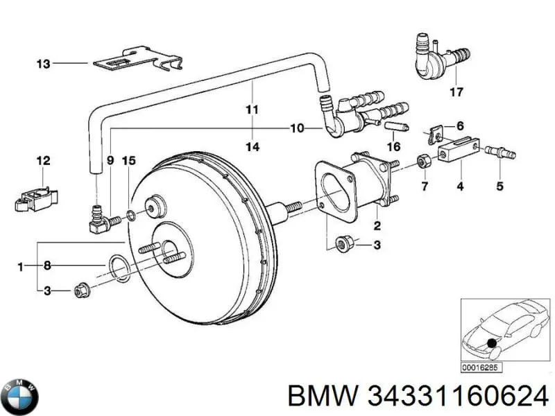 34331160624 BMW Reforçador dos freios a vácuo