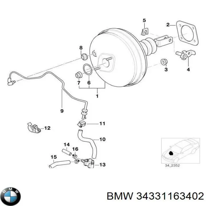 Compre 34331163402 BMW Reforçador dos freios a vácuo