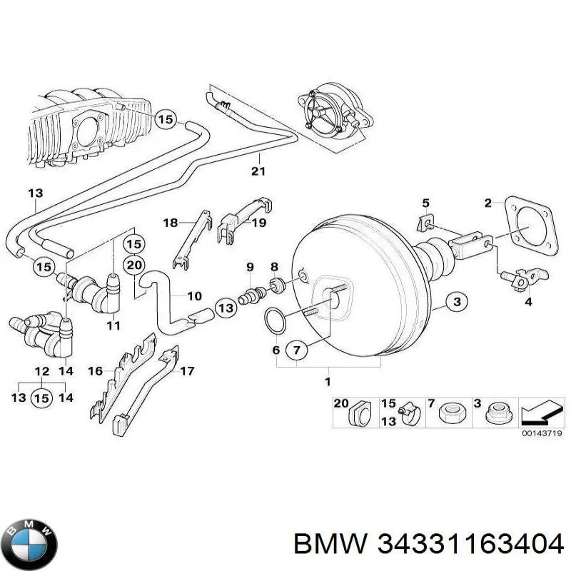 Reforçador dos freios a vácuo BMW 34331163404 preço, a partir de 114,27 USD