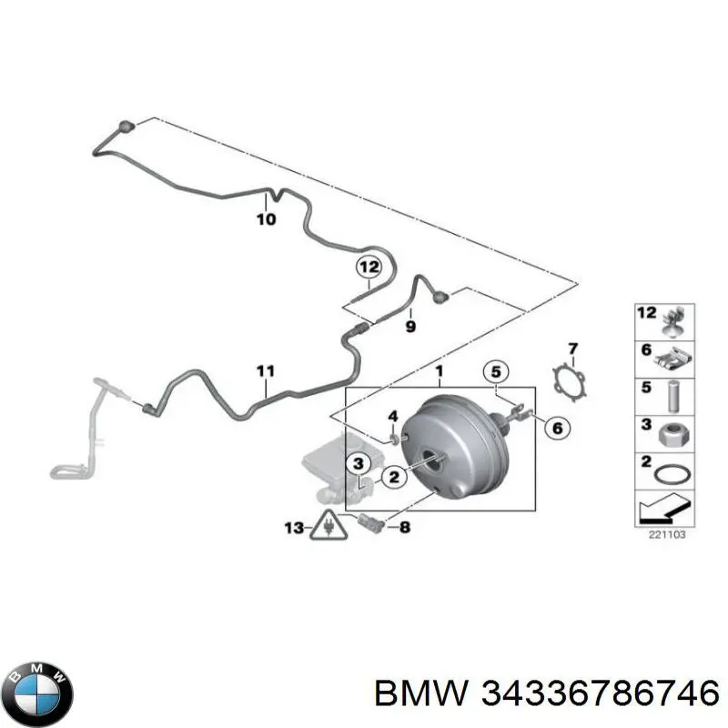Compre 34336856290 BMW Sensor de pressão do sistema do freio pneumático