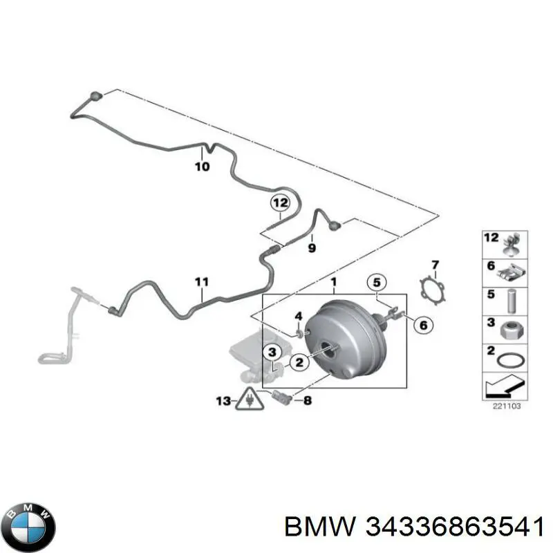34336863541 BMW Reforçador dos freios a vácuo