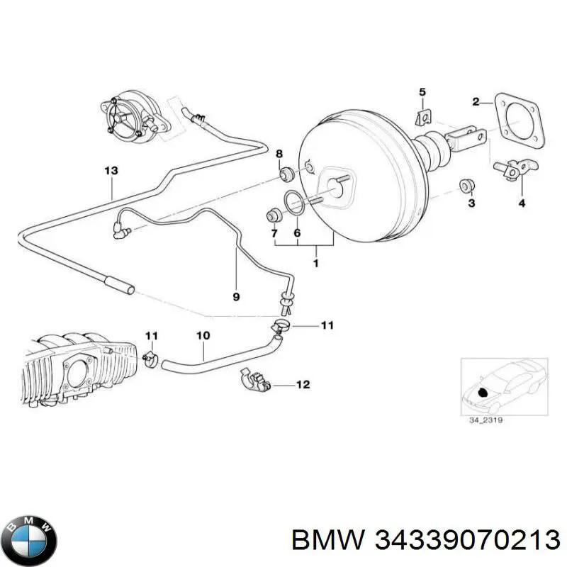 Compre 34339070213 BMW Reforçador dos freios a vácuo