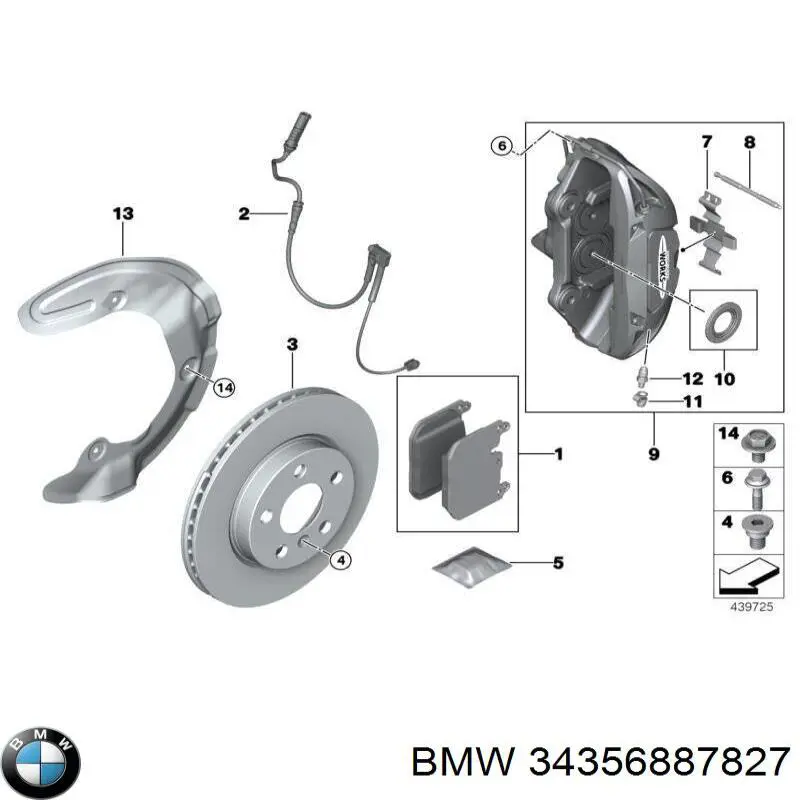 34356887827 BMW Sensor dianteiro de desgaste das sapatas do freio