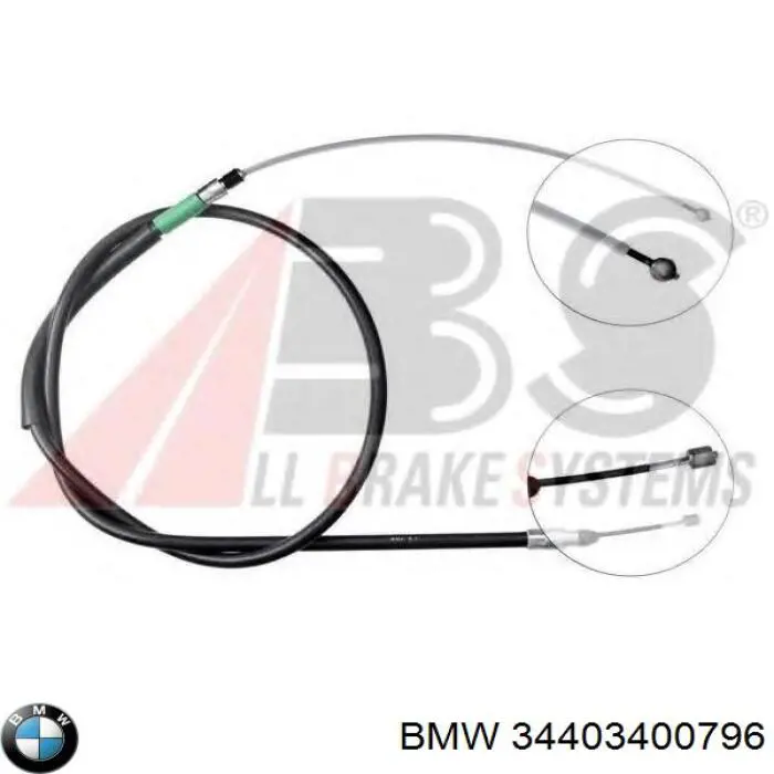 Compre 34403400796 BMW Cabo do freio de estacionamento traseiro direito