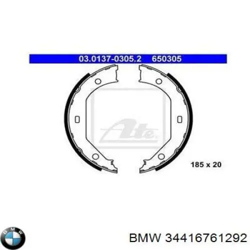 Compre 34416761292 BMW Sapatas do freio de estacionamento
