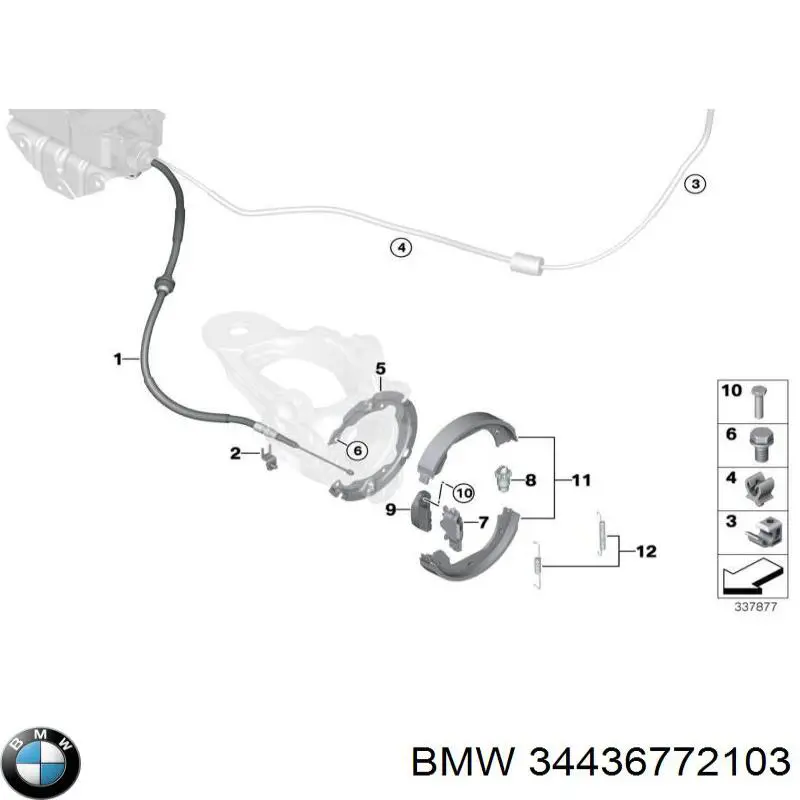 34436772103 BMW Cabo do freio de estacionamento traseiro esquerdo