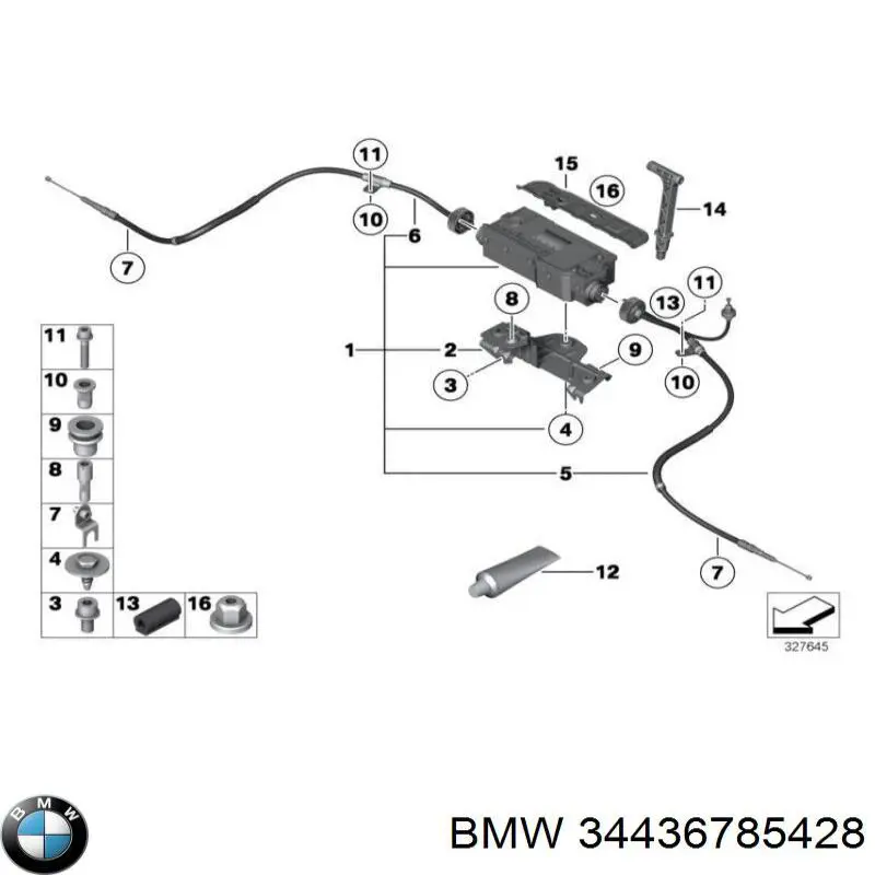 34436785428 BMW Cabo do freio de estacionamento traseiro esquerdo