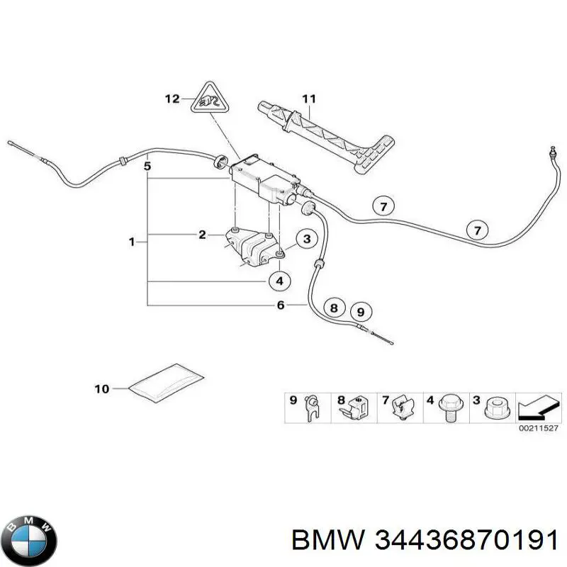 34436870191 BMW Cabo do freio de estacionamento traseiro esquerdo