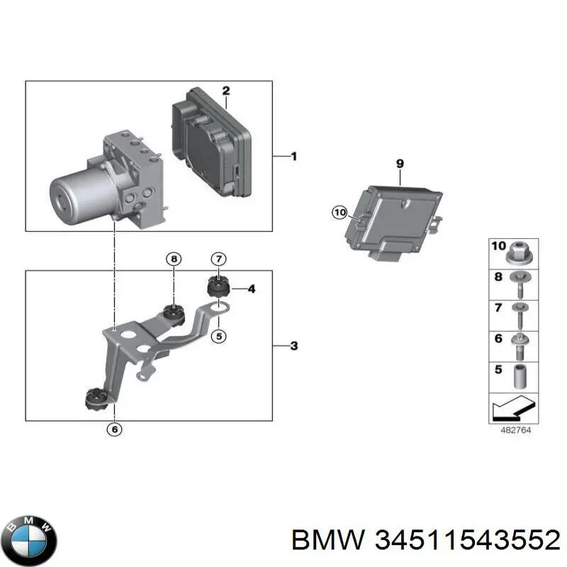 34515A36089 BMW Unidade hidráulico de controlo ABS