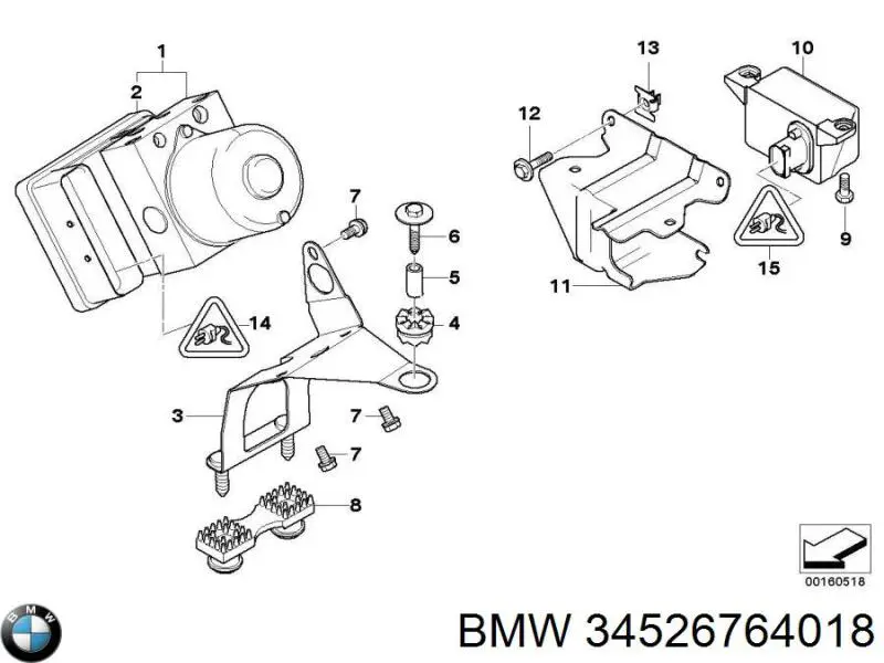 34526764018 BMW Sensor de aceleração longitudinal