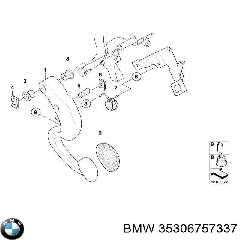  Pedal de embraiagem Mini Cooper hatchback (R50, R53) (2001 - 2006) 
