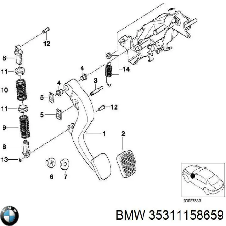 35311158659 BMW Pedal de embraiagem