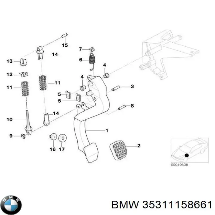 35311158661 BMW Mola de pedal de embraiagem