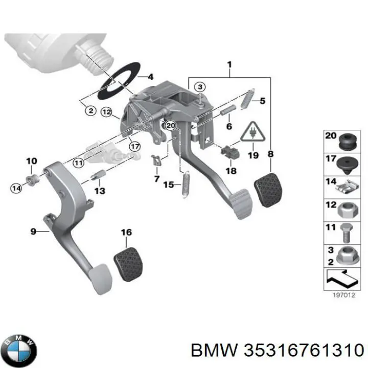 35316761310 BMW Pedal de embraiagem