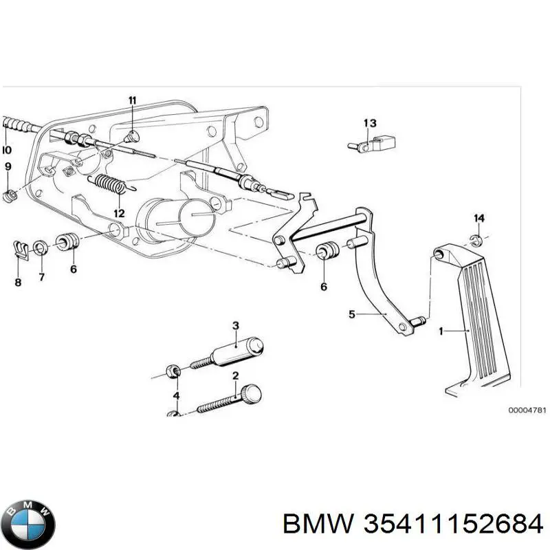 Cabo/pedal de gás (de acelerador) BMW 3  E21