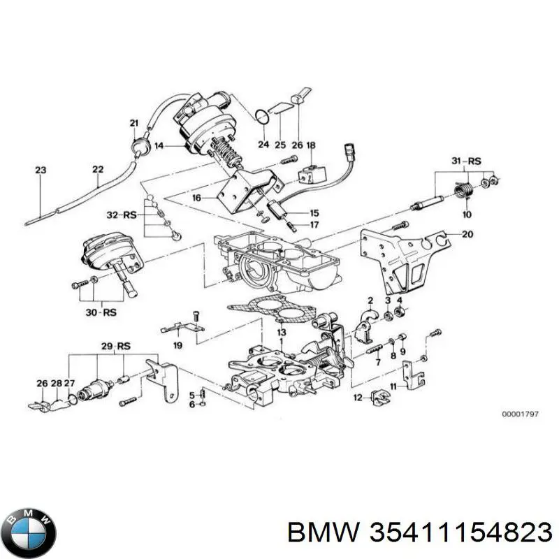 Cabo/pedal de gás (de acelerador) 35411154823 BMW