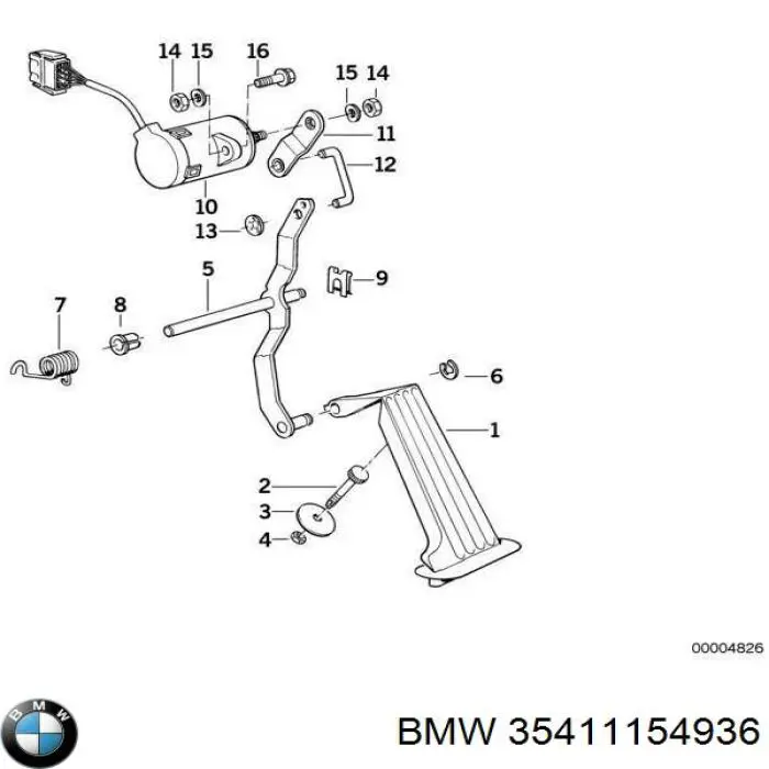 1154936 BMW Pedal de gás (de acelerador)