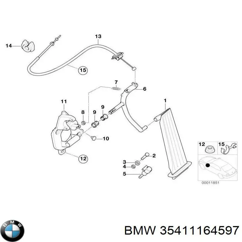 Cabo/pedal de gás (de acelerador) para BMW 3  E46