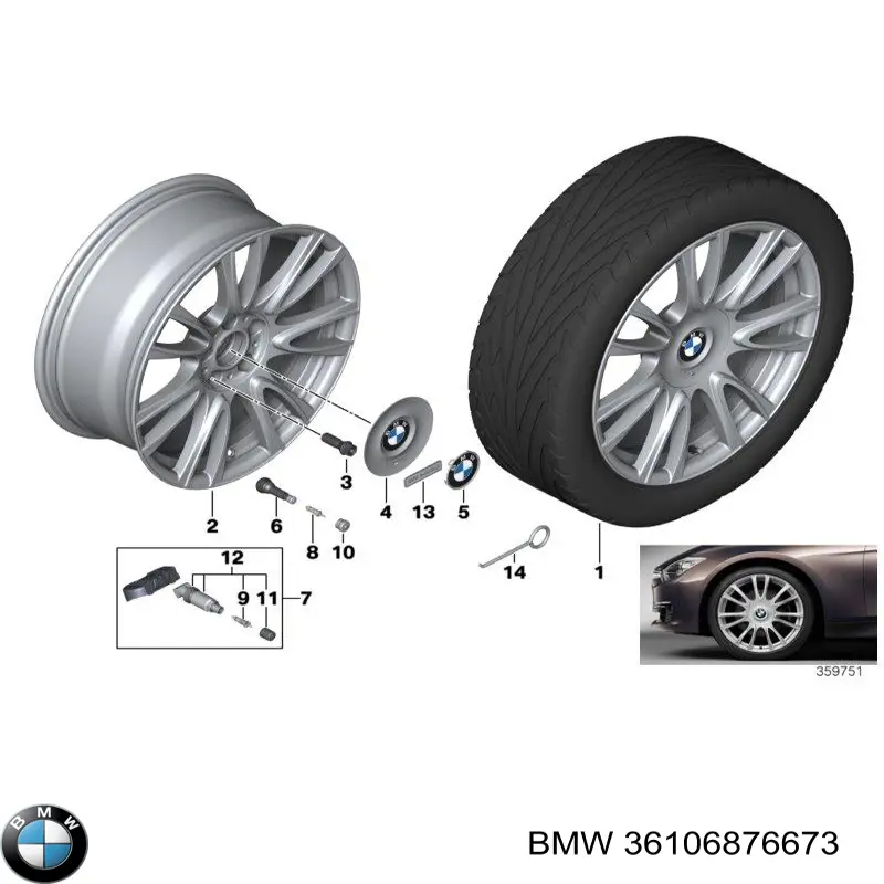 Compre 36106876673 BMW Fixação de sensor de pressão de ar nos pneus