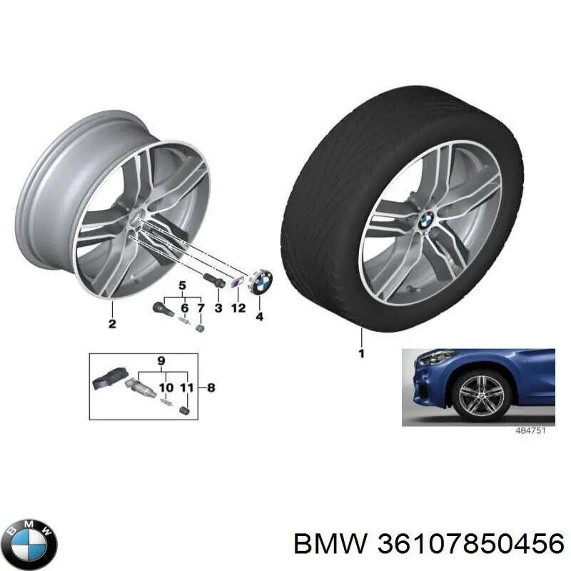 36107850456 BMW Discos de roda de aleação ligeira (de aleação ligeira, de titânio)