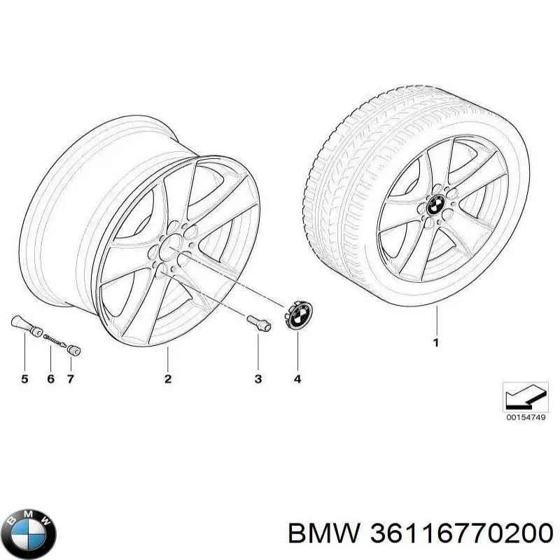 36116770200 BMW Discos de roda de aleação ligeira (de aleação ligeira, de titânio)