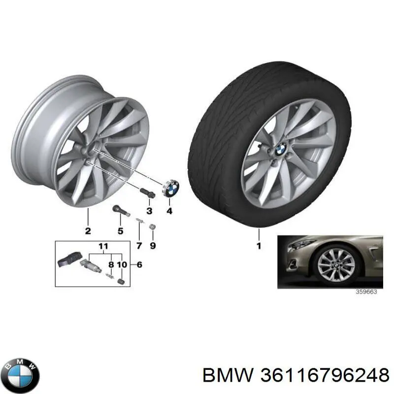36116796248 BMW Discos de roda de aleação ligeira (de aleação ligeira, de titânio)