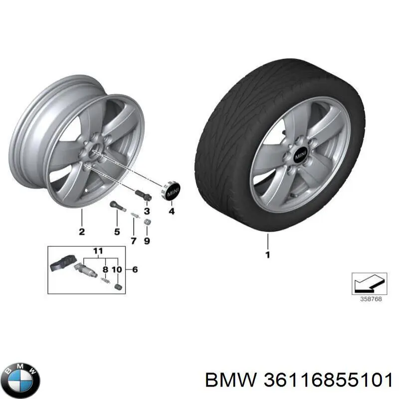 36116855101 BMW Discos de roda de aleação ligeira (de aleação ligeira, de titânio)