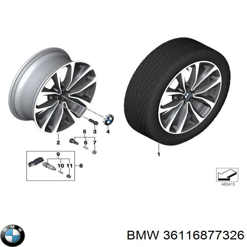 36116877326 BMW Discos de roda de aleação ligeira (de aleação ligeira, de titânio)