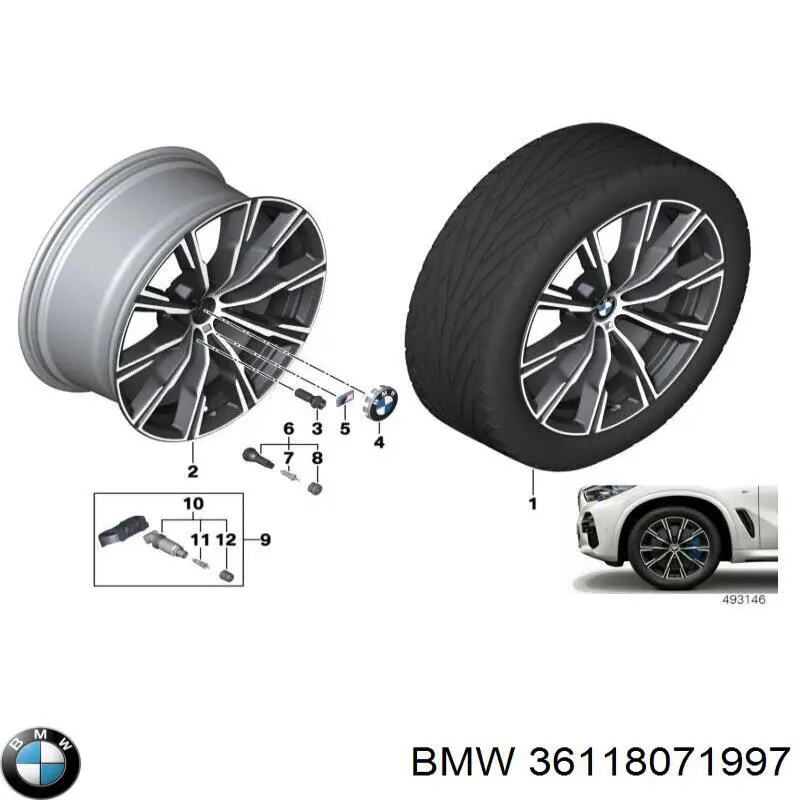 36118071997 BMW Discos de roda de aleação ligeira (de aleação ligeira, de titânio)