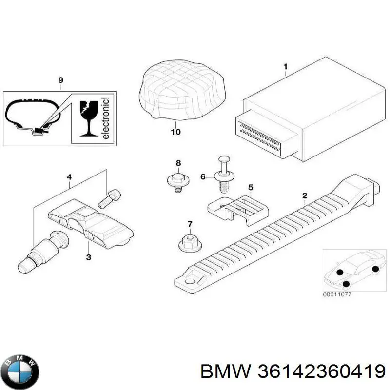 Sensor de pressão de ar nos pneus A0055422418 Mercedes