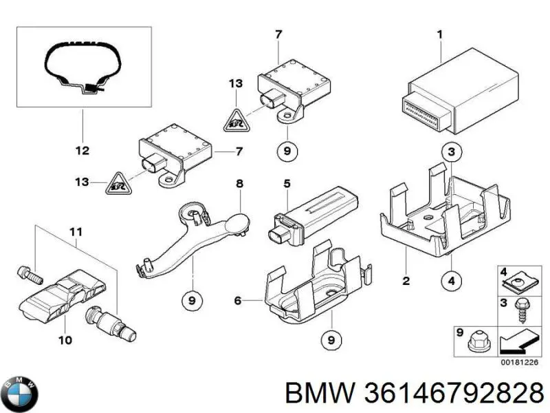 Sensor de pressão de ar nos pneus BMW 36146792828 preço, a partir de 3,83 USD