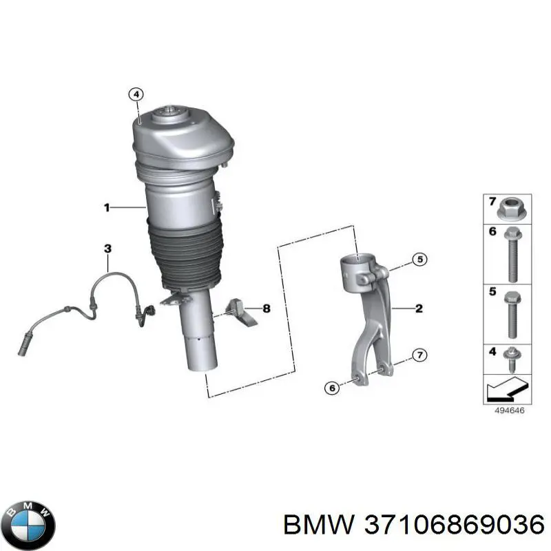 Amortecedor dianteiro direito BMW 37106869036 preço, a partir de 1666,81 USD