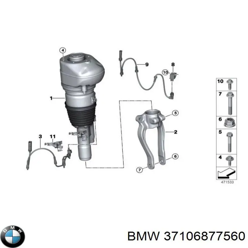 Amortecedor dianteiro direito BMW 6874598 preço, a partir de 917,68 USD