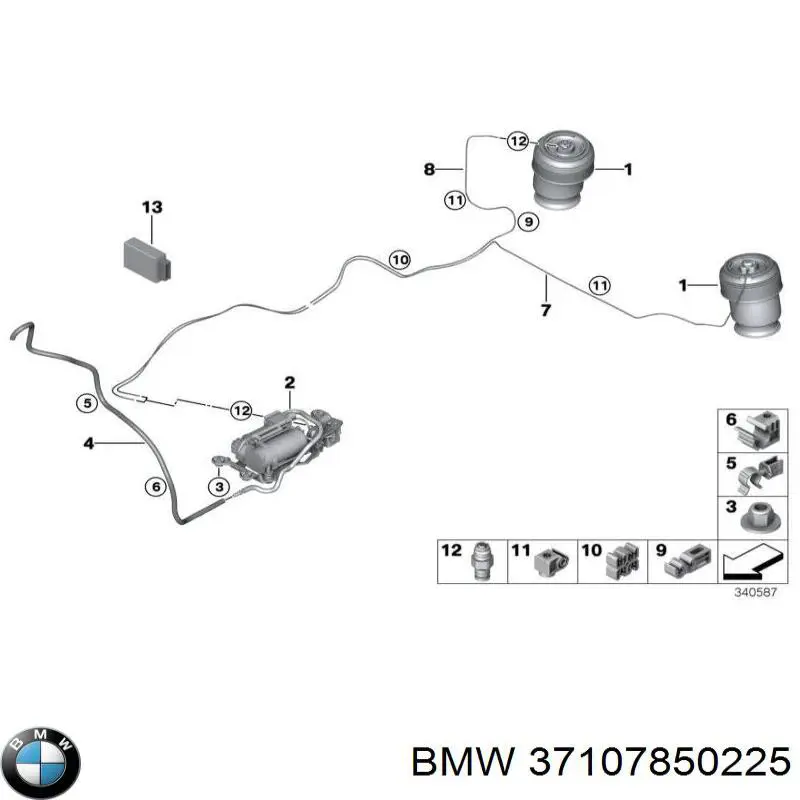 Coxim pneumático (suspensão de lâminas pneumática) do eixo traseiro BMW 37107850225 preço, a partir de 233,56 USD