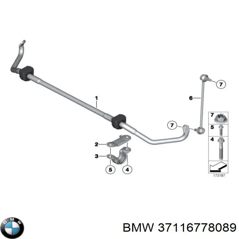Estabilizador traseiro BMW 7  F01, F02, F03, F04