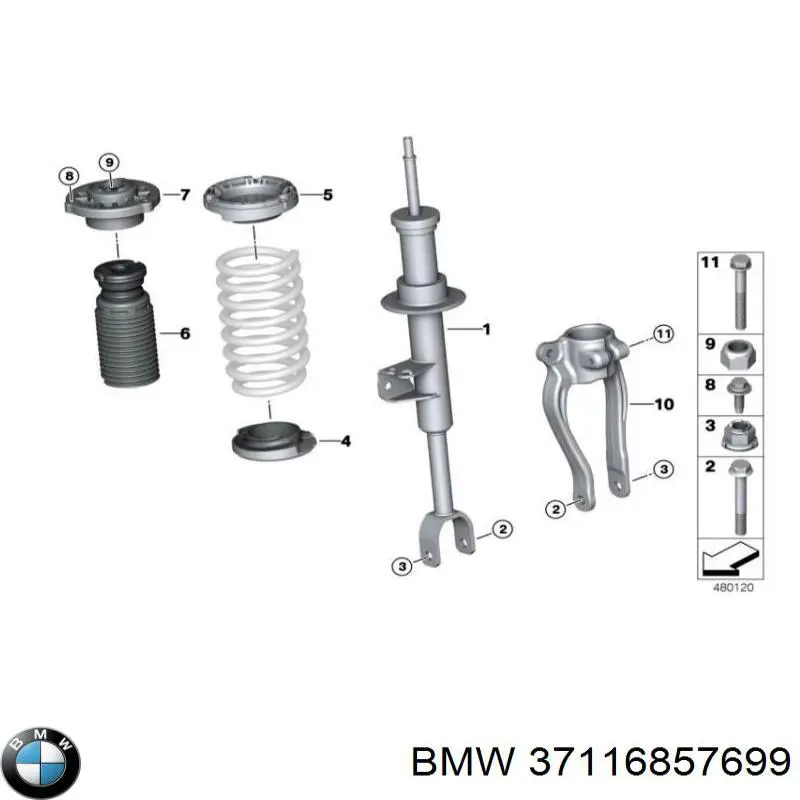 Amortecedor dianteiro esquerdo BMW 37116857699 preço, a partir de 529,23 USD