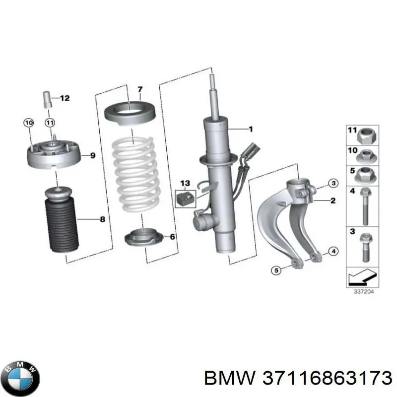 Amortecedor dianteiro esquerdo BMW 37116863173 preço, a partir de 150,36 USD