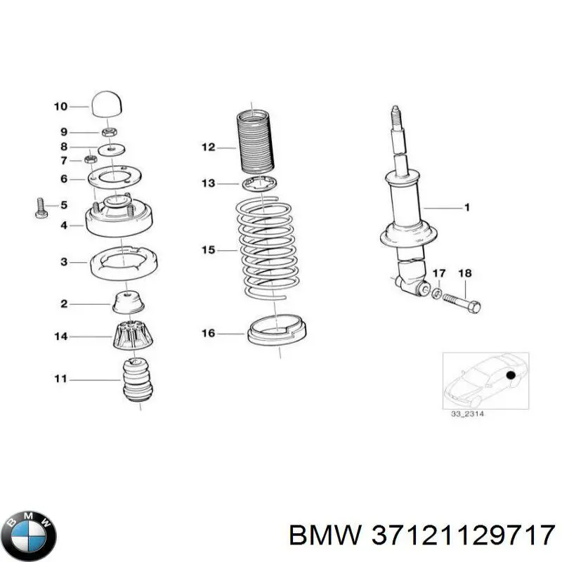 Suporte de amortecedor traseiro BMW 37121129717 preço, a partir de 102,08 USD