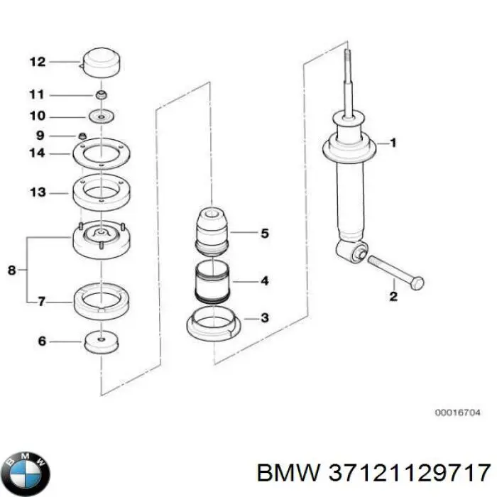 Compre 37121129717 BMW Suporte de amortecedor traseiro