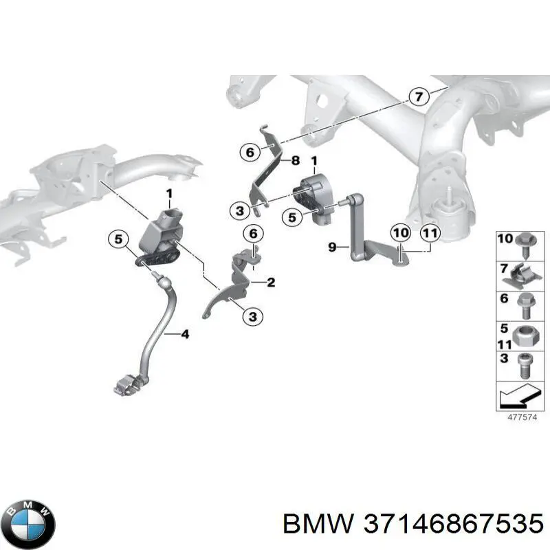 37146867535 BMW Barra dianteira esquerda de sensor do nível de posição de carroçaria