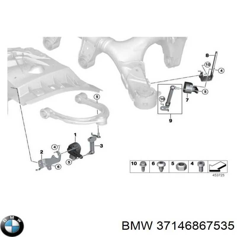 Compre 37146867535 BMW Barra dianteira esquerda de sensor do nível de posição de carroçaria