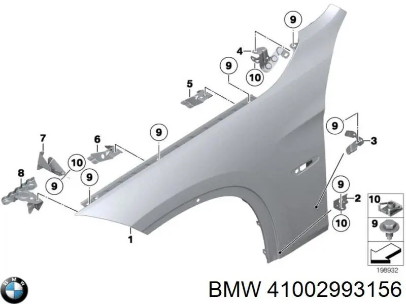 41002993156 BMW Pára-lama dianteiro direito