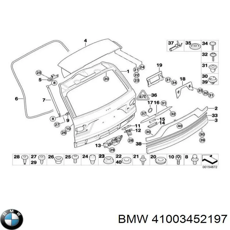 41003452197 BMW Porta traseira (3ª/5ª porta-malas (tampa de alcapão)