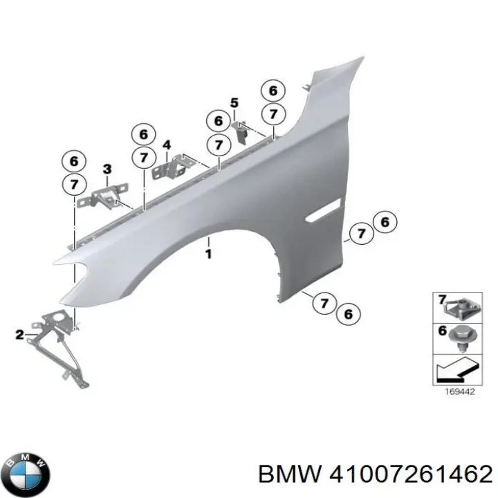 Pára-lama dianteiro direito para BMW 7  F01, F02, F03, F04